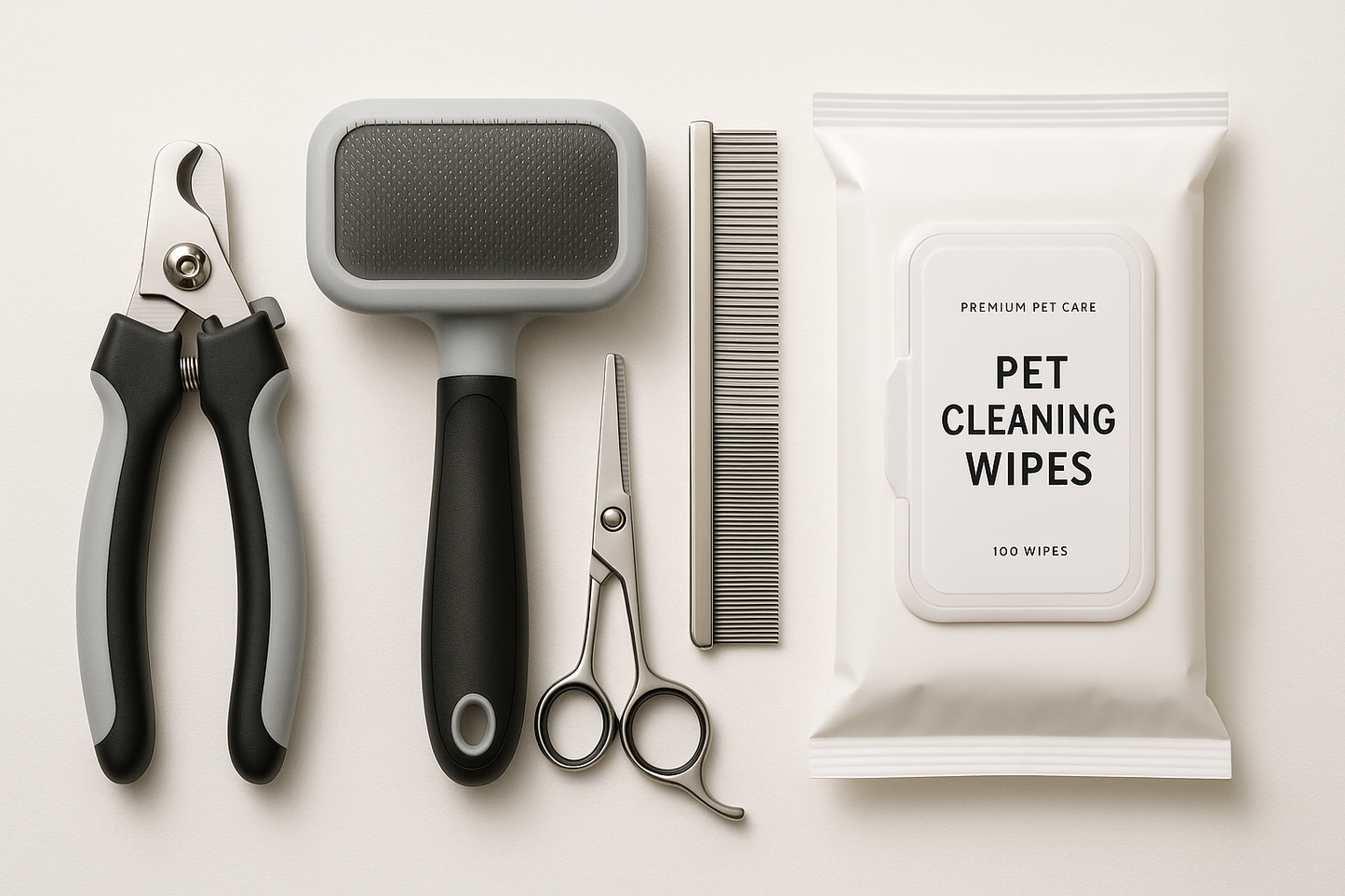 All-in-one grooming kit for dogs & cats. Includes nail clippers, deshedding brush, comb, grooming scissors, and cleaning wipes for full pet care.
5 essential grooming tools
Safe & durable materials
Suitable for dogs & cats
Perfect for home grooming