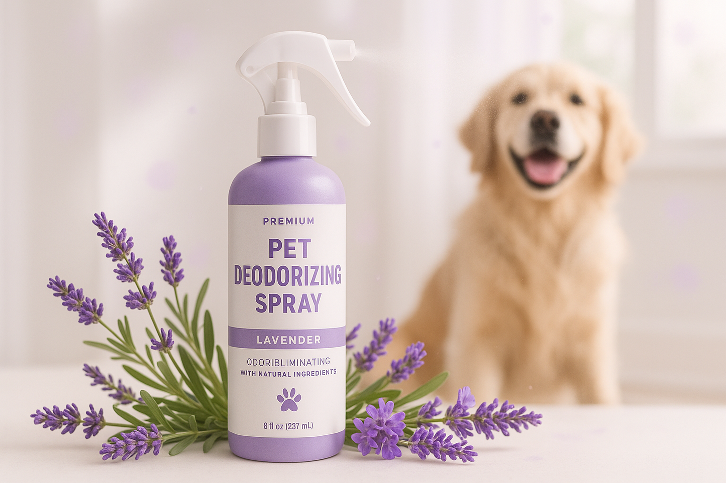 Keep your pets smelling fresh with this deodorizing spray. Infused with lavender, it eliminates odor and provides long-lasting freshness without irritation.
Eliminates bad odor
Lavender fragrance
Non-irritating formula
Safe for daily use