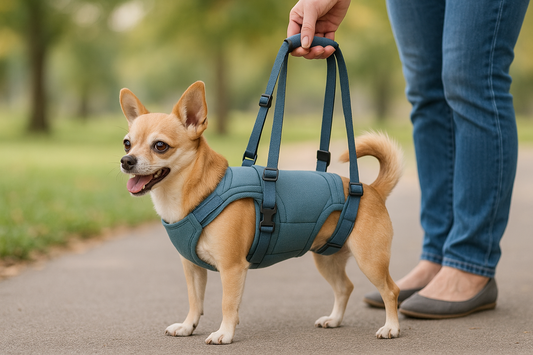 Designed for small dogs with hind leg weakness. This soft, easy-to-use sling helps pet parents assist their furry friends during walks.