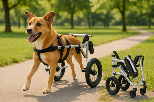 The Lightweight Foldable Dog Wheelchair is the perfect travel-friendly mobility solution.

Features:

Foldable design for easy travel &amp; storage
Lightweight but sturdy build
Adjustable straps for secure fit
Quick assembly and disassembly
Suitable for car travel, vet visits &amp; outdoor use
Designed for active, mobile lifestyles